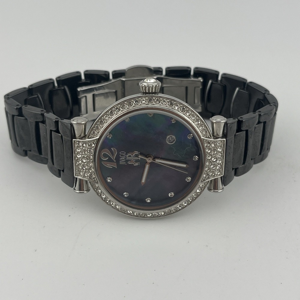 Jivago SwissWatch Women 36mm Case MOP Dial 7" Black Band JV2211- New Battery - Picture 4 of 8